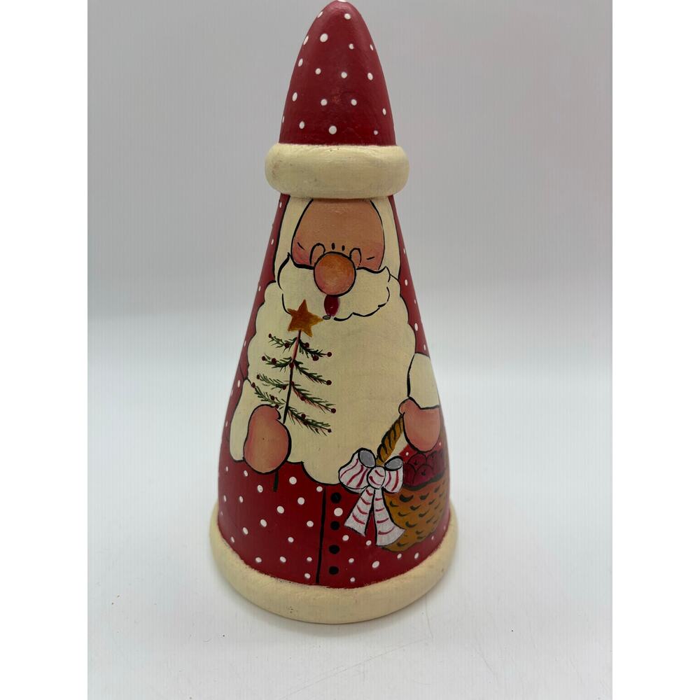 Vintage 1993 folk art hand painted wooden Christmas Santa